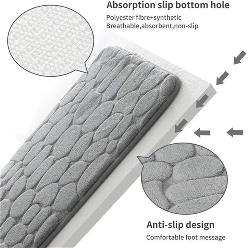 Tapete de banho veludo coral espuma de memória Super antiderrapante, Absorção rápida de água, Macio e confortável, Máquina mais fácil de secar, Lavagem do banheiro